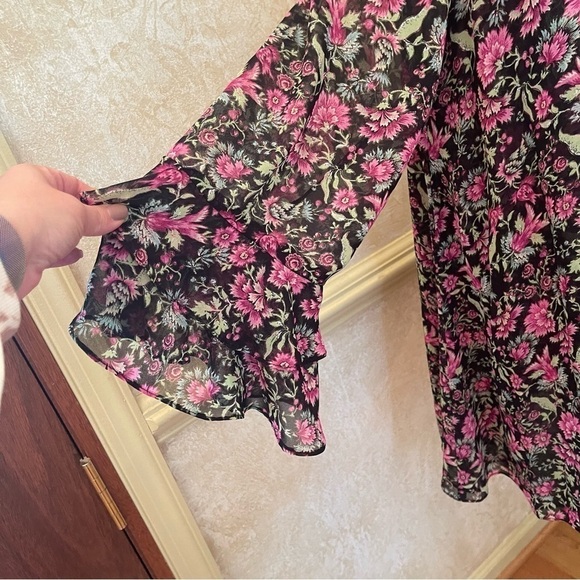 MISA Los Angeles Saint Floral Dress Belted Chiffon Mini Dress Small - Picture 8 of 17